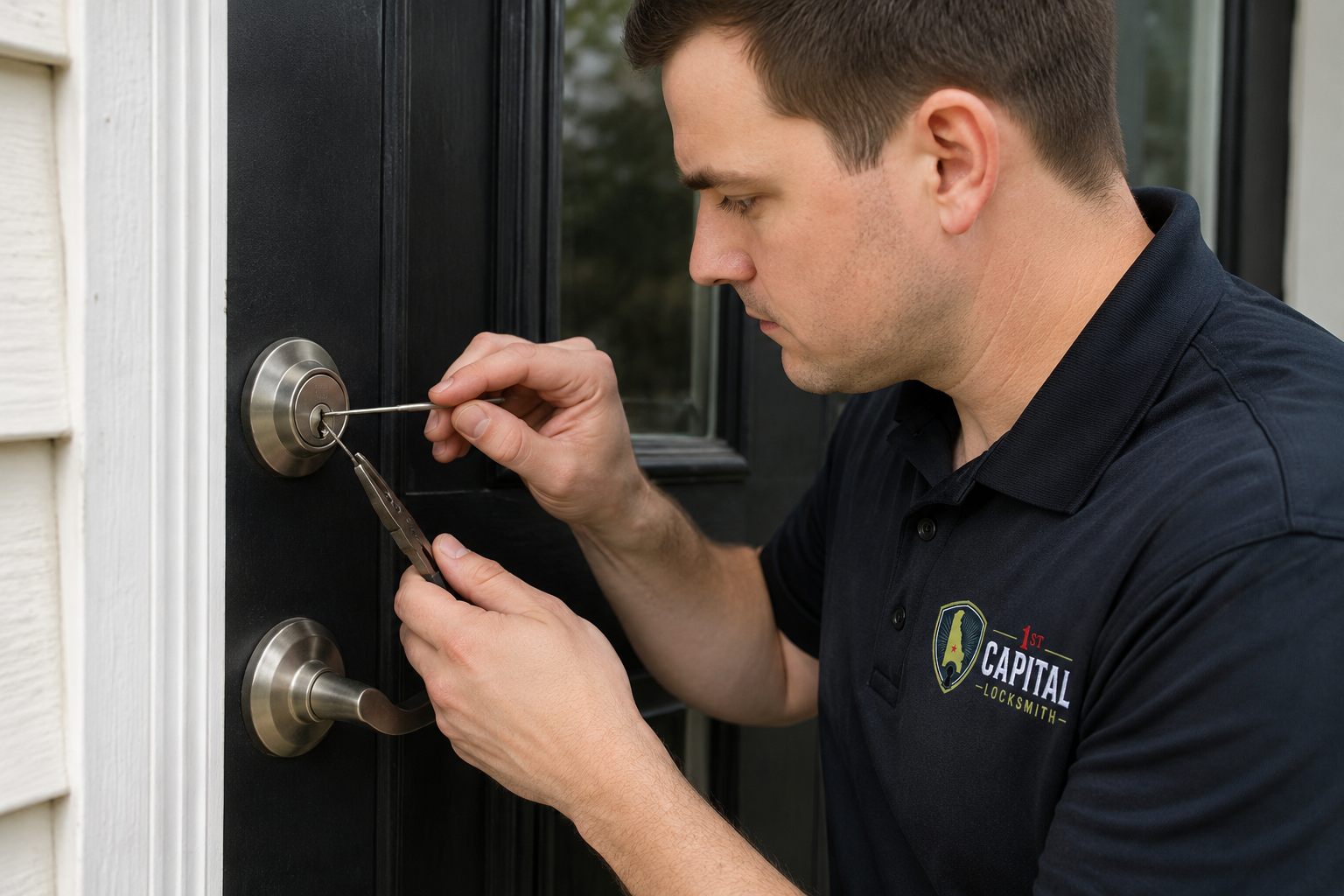 Broken key fragment lodged in a door lock cylinder in Delaware