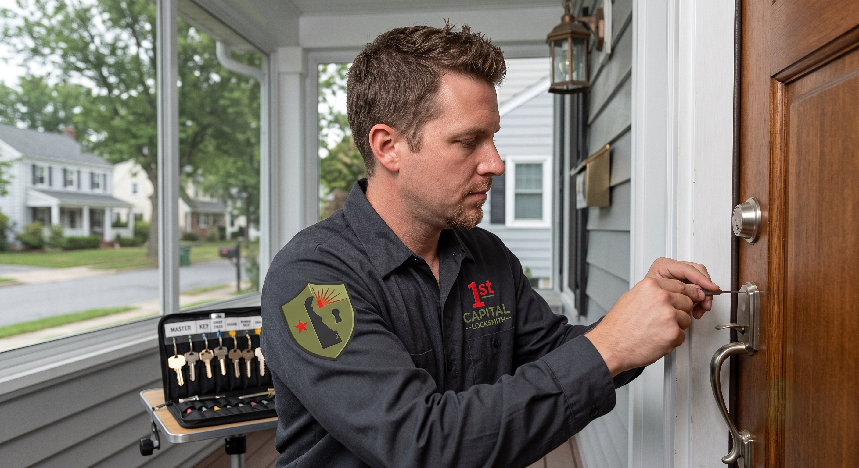 Delaware locksmith unlocking residential front door