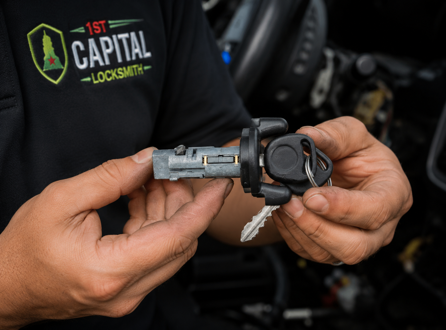 New ignition cylinder ready for installation by 1st Capital Locksmith in Delaware