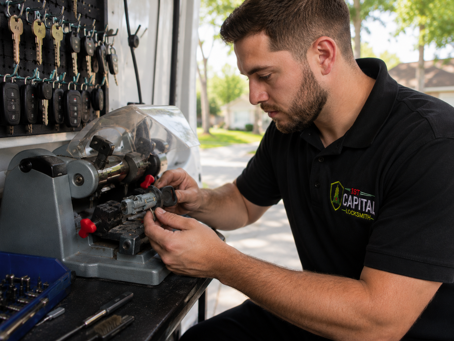 Ignition rekeyed to match existing car key by 1st Capital Locksmith in Delaware
