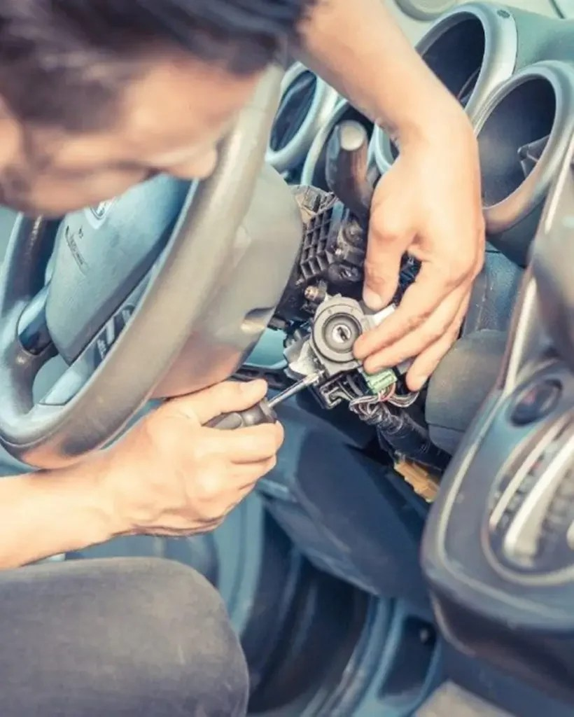 1st Capital Locksmith technician replacing an ignition cylinder on-site in Delaware
