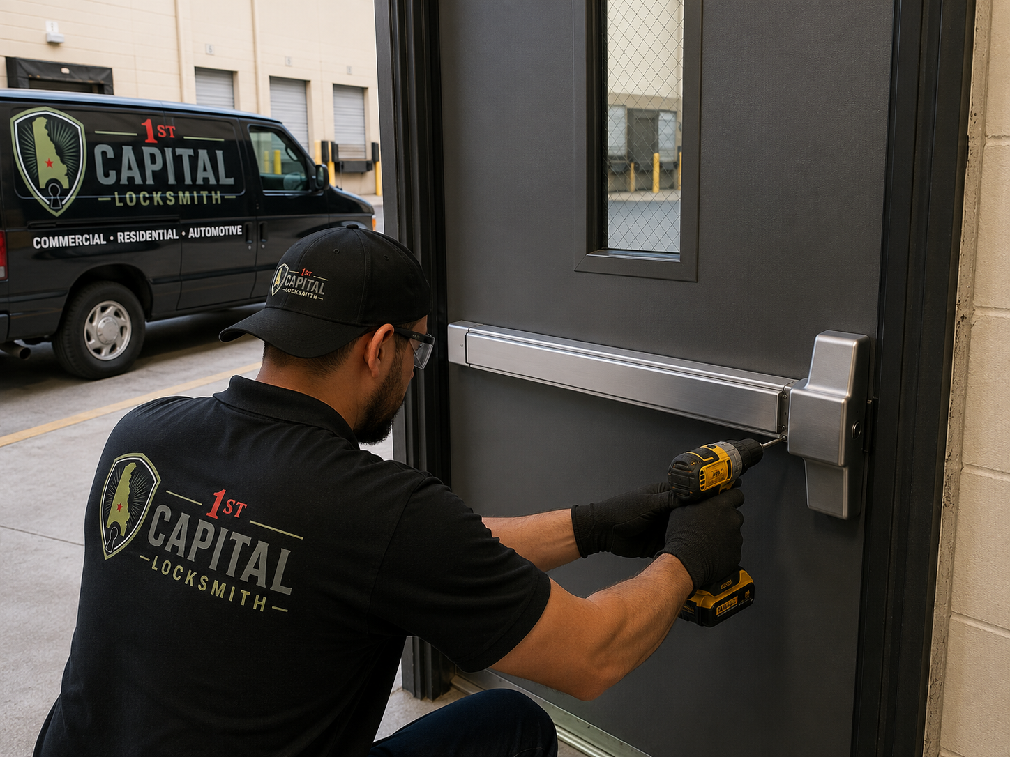 Exit device installation for Delaware warehouse